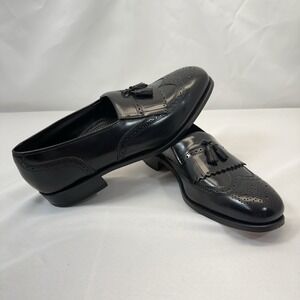 Florsheim 11618 Men's Tassel Kiltie Loafers Black Leather Size 12D Made In India